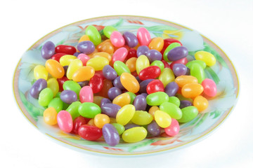colorful jelly beans served on a plate