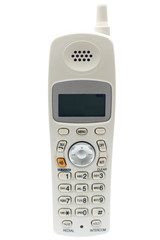 White Cordless Phone. Front View