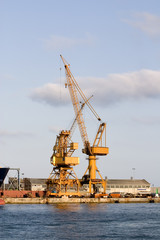 Fototapeta premium Cranes in the port of Barcelona, Catalonia, Spain