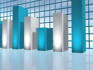 Statistische Säulen blau und grau