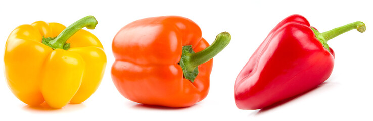 Three bell peppers isolated on white