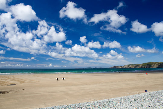 Wide Sandy Beach and Blue Sky