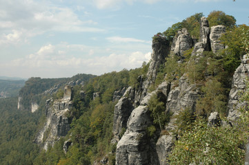 Fototapeta na wymiar Basteifelsen oberhalb der Elbe