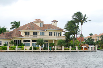 Waterfront home with boat dock