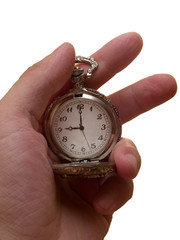 pocket watch in the arm. time concept