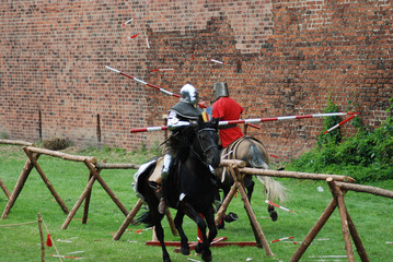 Medieval knights fighting