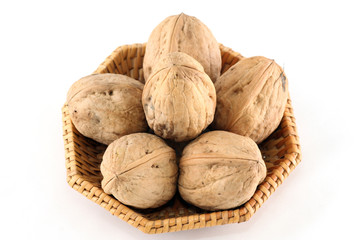 walnut on white background
