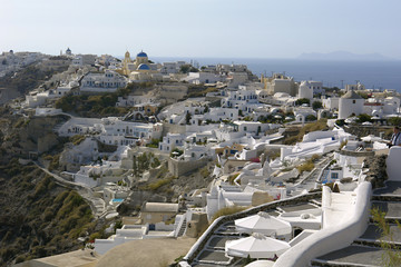 Blick auf Finikia, Santorin