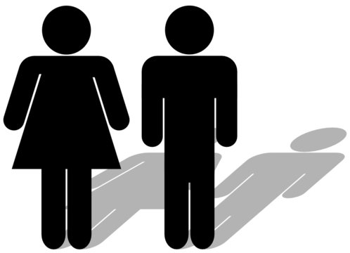 silhouettes d'un couple homme femme avec ombre