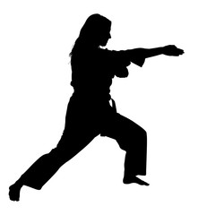 Silhouette With Clipping Path of Martial Arts Woman