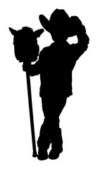 Silhouette With Clipping Path of Little Cowboy