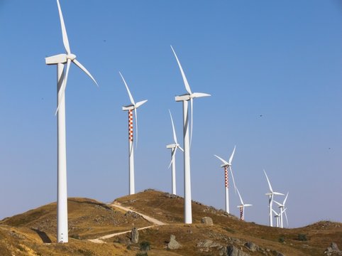 farm of generators electricity to wind