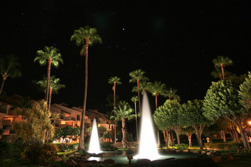 Beautiful tropical resort at night