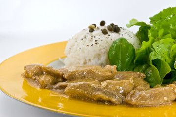 gourmet geschnetzeltes mit reis und rahmsoße 2