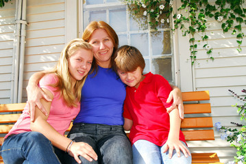 Family at a house
