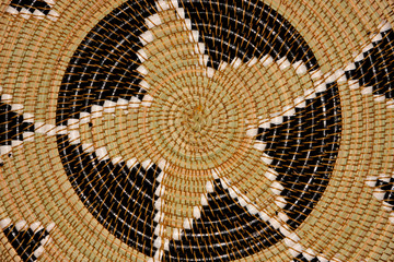 Colorful hand woven African basket