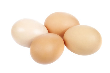 four eggs isolated on white