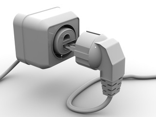 Plug and socket with symbol for internet