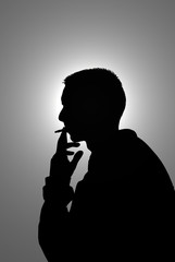 young man smoking - illustration