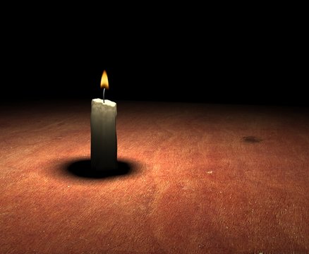soft-glowing candle light on table - 3d render