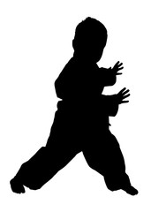 Silhouette With Clipping Path of Martial Arts Boy