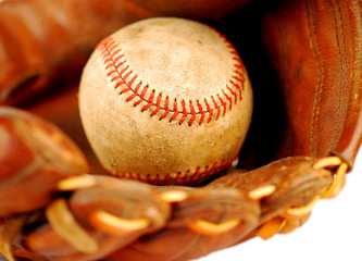 Old Baseball Glove and Ball