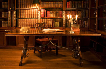 Reading room in old library. 
