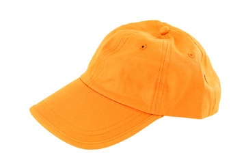 Orange baseball cap isolated on white