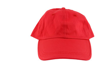 Red baseball cap isolated on white