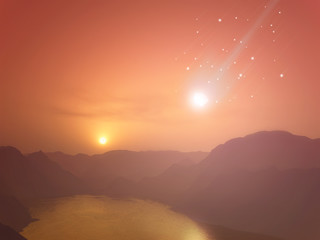Meteor in the sunset