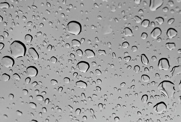 Water Drops on Gray Glass
