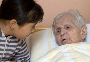 Grandmother and granddaughter.