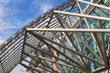 futuristic business center metal roof construction