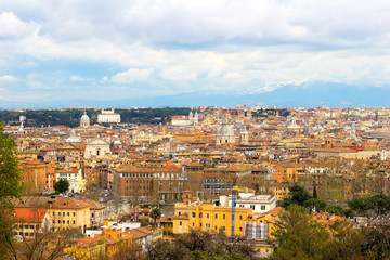 Naklejka premium Color panoramic view Rome catholic basilics and monuments