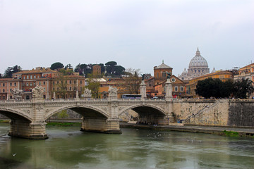 Obraz premium Porte Sant'Angelo or Bridge of Hadrian in Rome, Italy