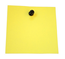yellow note with tack - obrazy, fototapety, plakaty