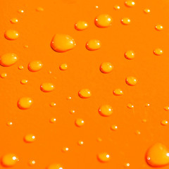water drops on orange metal background