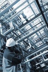 engineer inside oil refinery