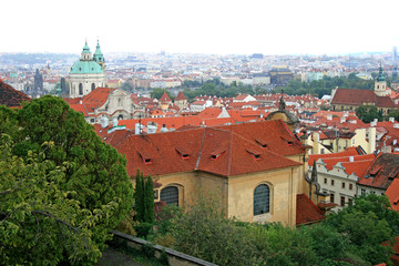 Fototapeta na wymiar The aerial view of Prague