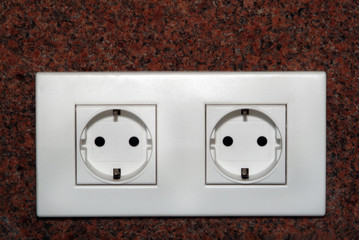 Electrical outlets, in granite wall