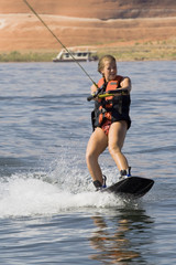 Girl Wakeboarding at Lake Powell