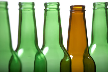 Brown and green bottles