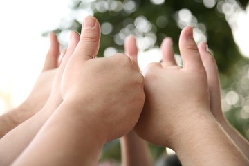 children hands with OK gesture - obrazy, fototapety, plakaty