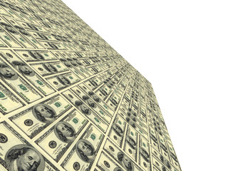 Flat surface painted into image of dollars