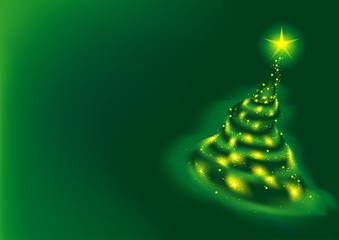 Green Xmas Tree - illustration as christmas background