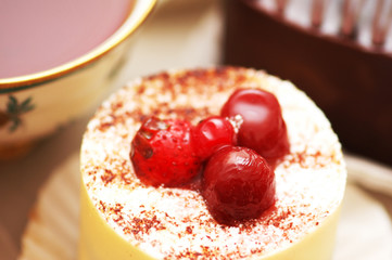 Sweet cake with berries with bright colors