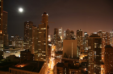 Fototapeta na wymiar Chicago widok z lotu ptaka w nocy