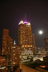 Fototapeta na wymiar Chicago skyscrapers aerial night view