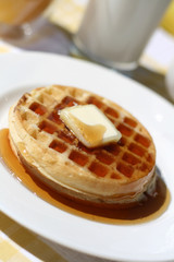 Waffles with Butter and Syrup