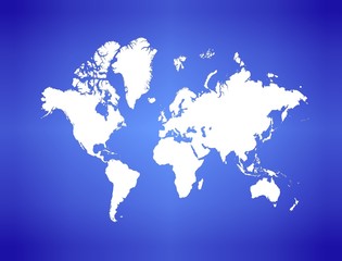 Fototapeta na wymiar world map on blue gradient background